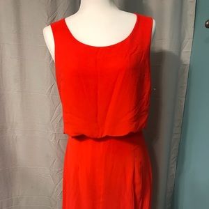 Red scallop dress